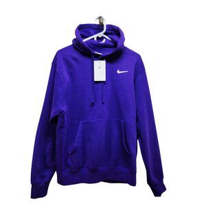Nike Mens Purple Swoosh Logo Pullover Hoodie Sweatshirt Size Small